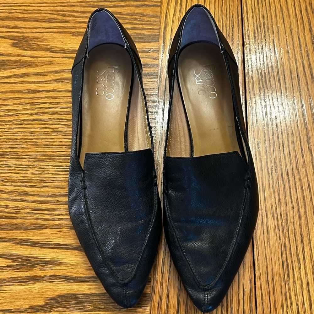 Franco Sarto Starland Black Leather Loafter Pointed Toe Size 10